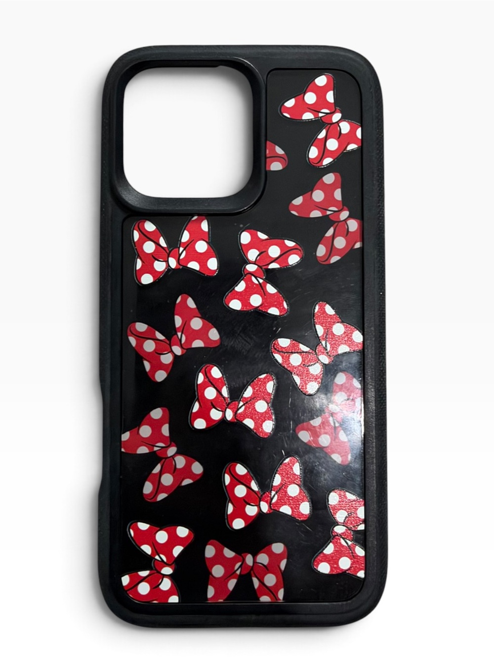 Disney D-Tech Minnie Mouse Black Phone Case with Red and White Polka Dot Bows